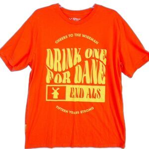 Dutch Bros Men's XL Drink One For Dane Orange Bright T Shirt